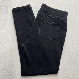 Soft Surroundings Pull On Jeans Womens Medium Stretch Waist Black Wash Cropped